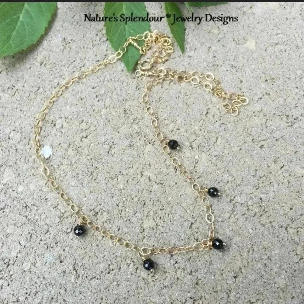 Worn on TV, SVU,Spinel Necklace,Black Spinel,Black gem Necklace,Dainty N…